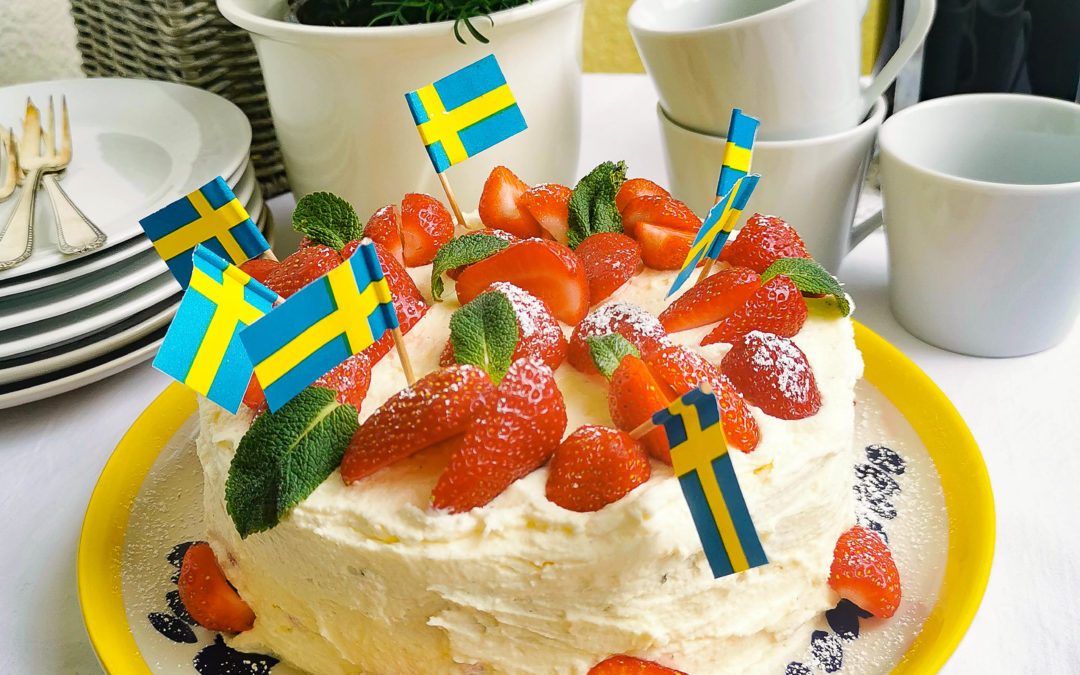 Jordgubbtårta, Erdbeertorte, Mittsommer Schweden