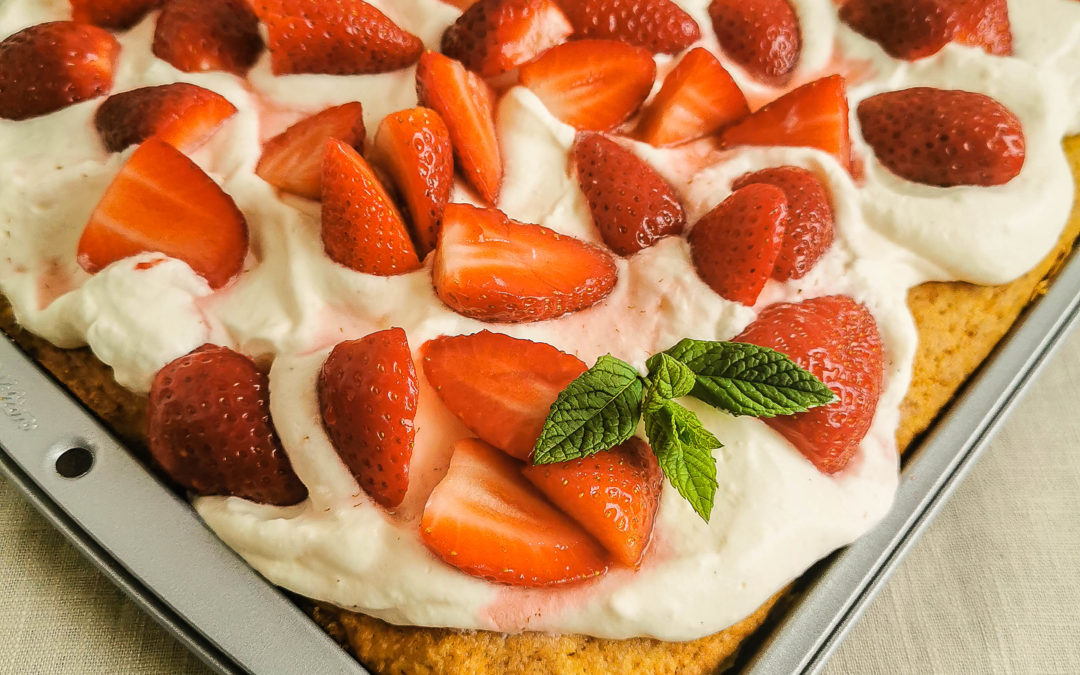 Strawberry Shortcake, Erdbeeren, Blechkuchen